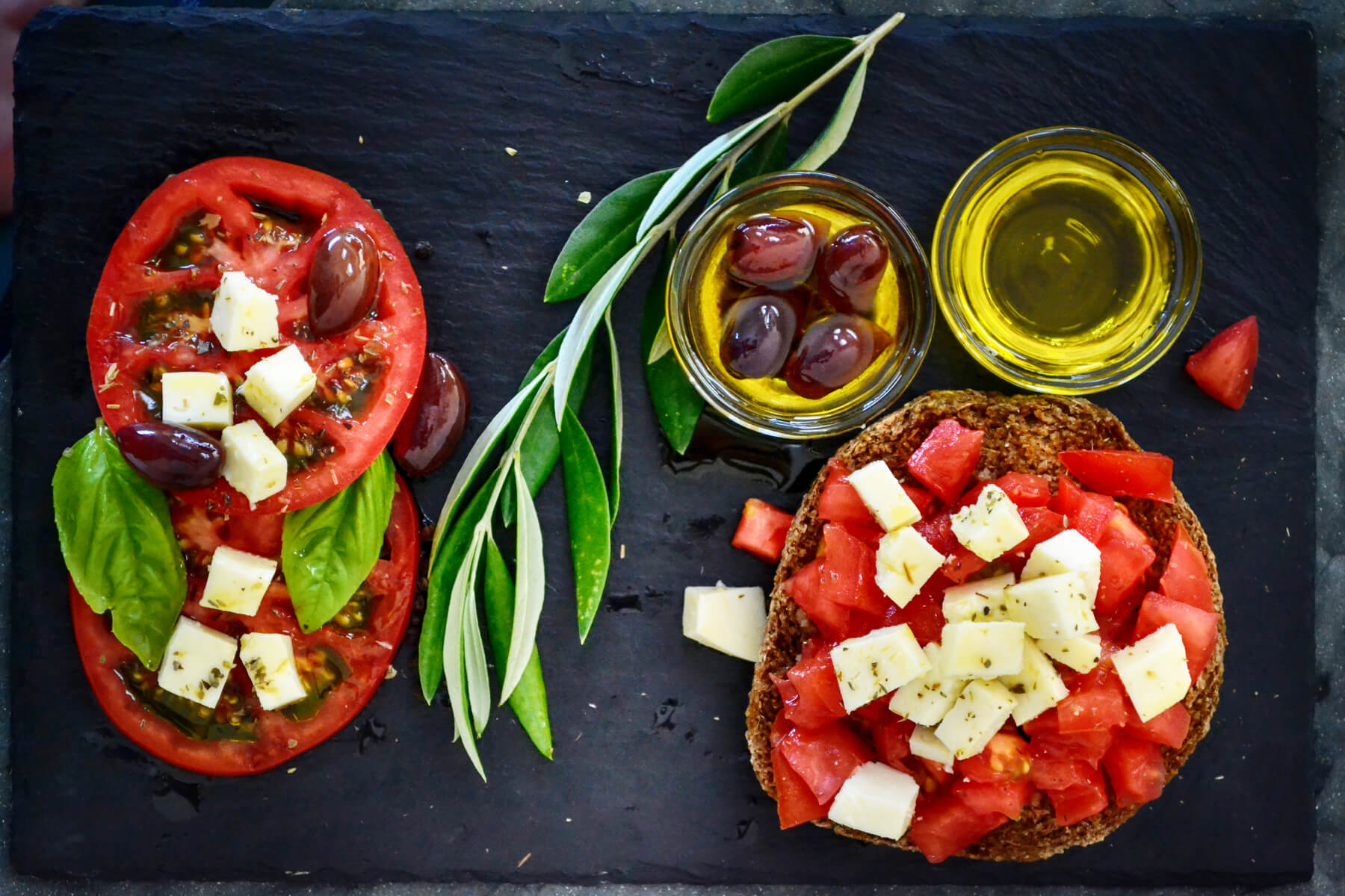 dados de tomate y queso alimentacion saludable y sostenible